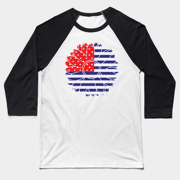 4th Of July Sunflower America USA Baseball T-Shirt by styleandlife